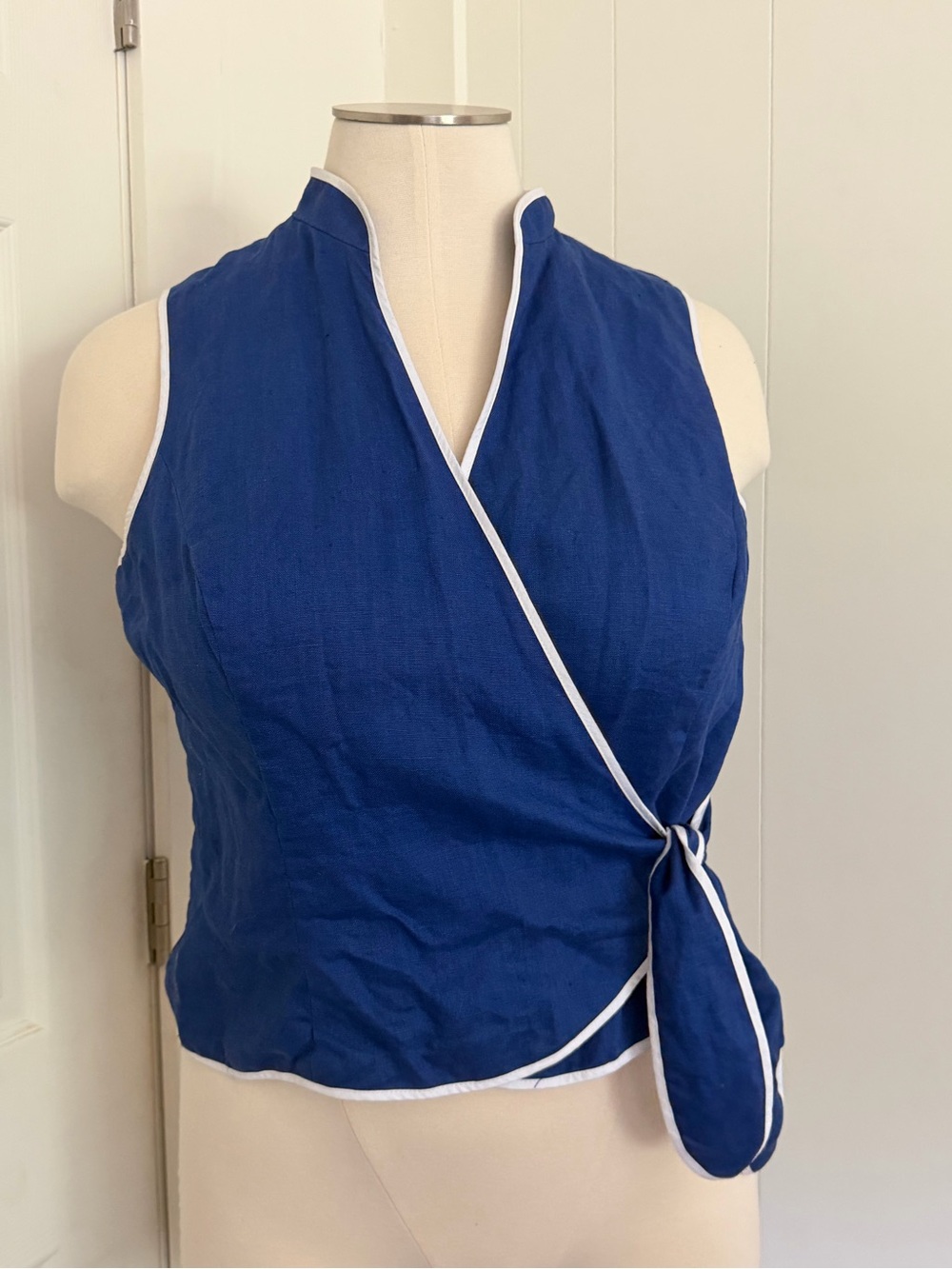 Talbots Royal Blue Wrap Camisole with White Trim